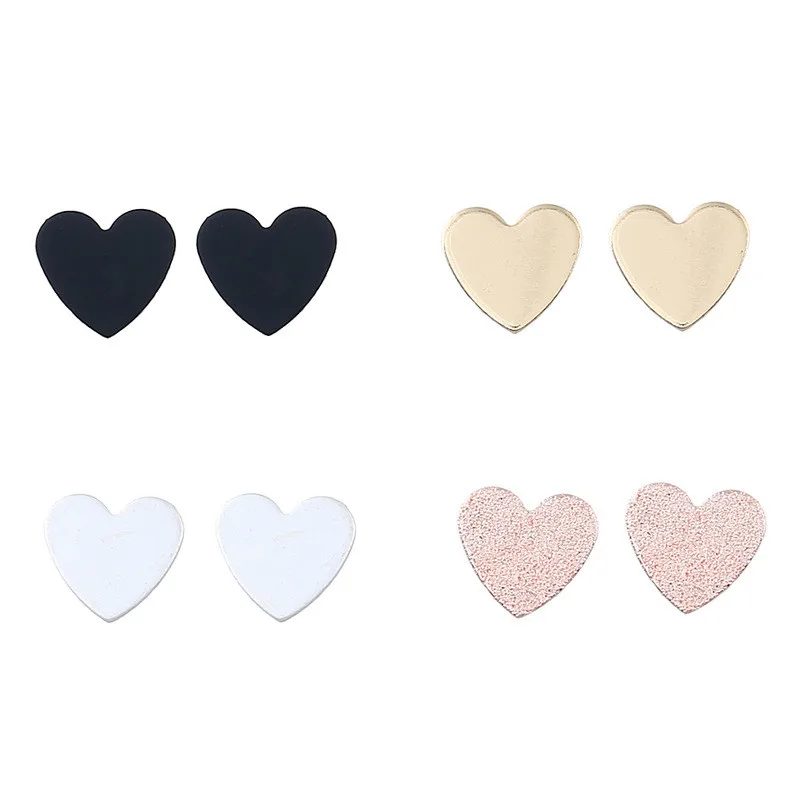 Женские серьги гвоздики с сердечками 4 пары/компл.|heart stud earrings|fashion earringsstud earrings |