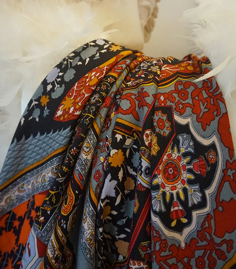 ETHQFF Luxury brand printed silk cashmere shawl women's square scarf elegant design wrap warm winter thickening | Аксессуары для
