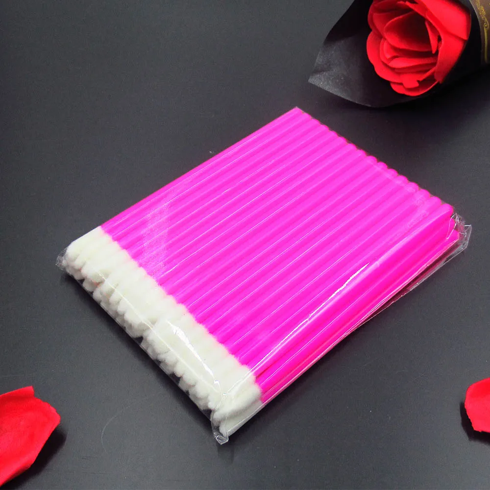 Rose Red 50 шт. набор кисточек для макияжа ватные палочки для туши палочки для губ кисть для чистки ресниц одноразовые кисти для макияжа аппликаторы - Handle Color: Rose Red