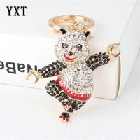 lovely dancing bear panda cute pendant new crystal charm purse bag car key ring chain wedding party creative favourite gift