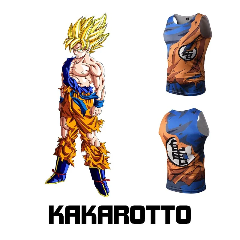 Kakarotto анимация Драконий жемчуг 3D тугая майка без рукавов 2017 последние модели Гоку