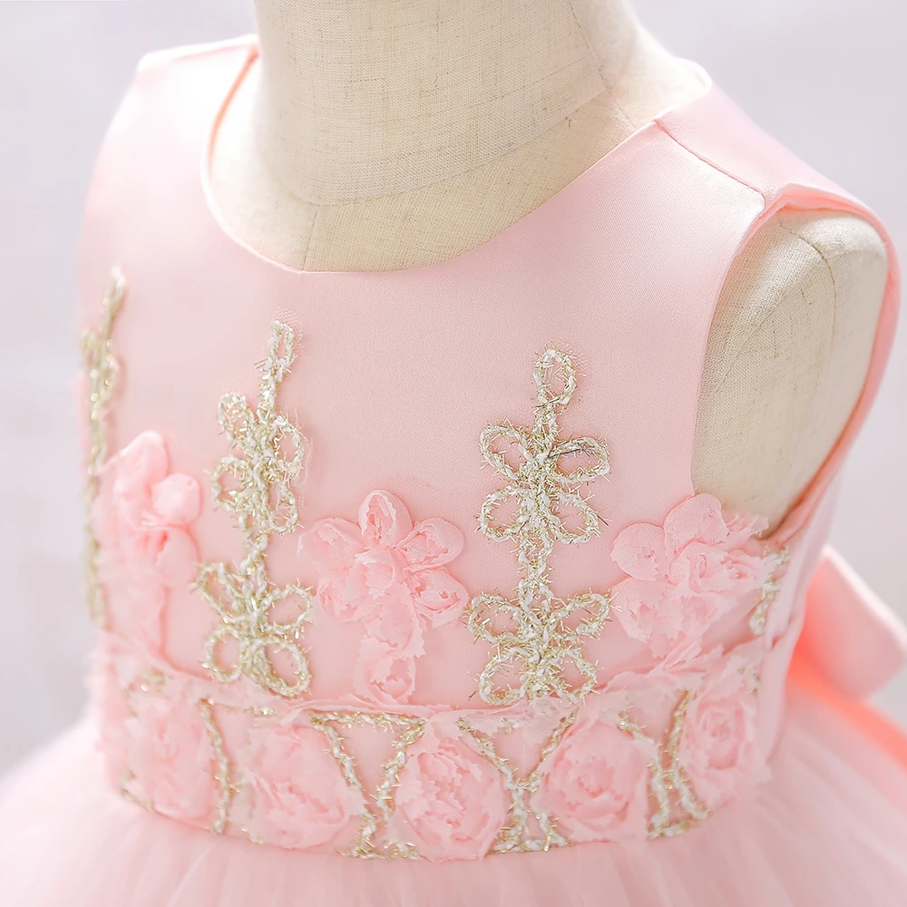 Летнее платье на крестины для маленьких девочек; vestido infantil; платье принцессы для первого дня рождения; свадебное платье; Одежда для девочек