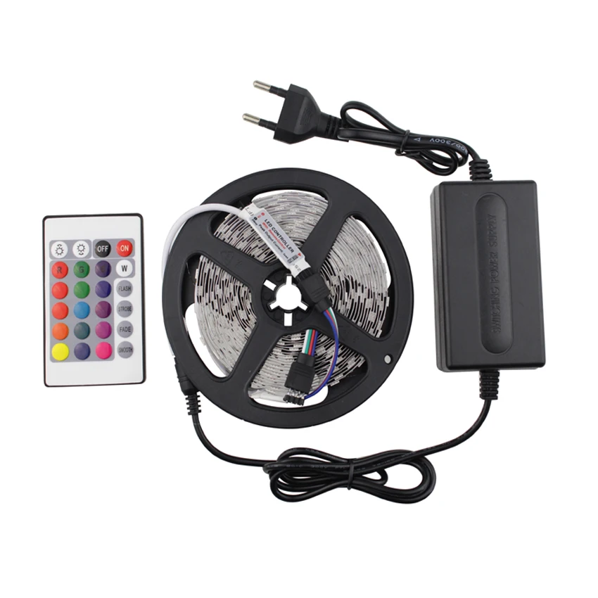 Светодиодная лента 5050 RGB СВЕТОДИОДНАЯ SMD 12 в 5 м гибкая 24key мини контроллер 12В