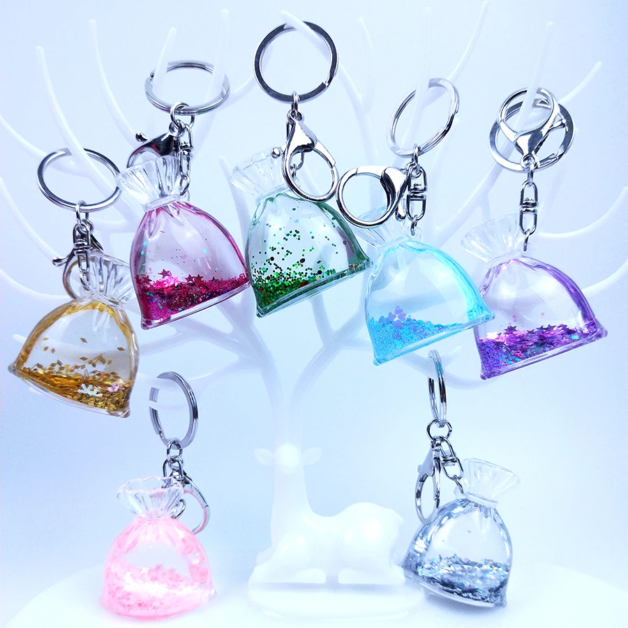 Модный Блестящий кошелек с жидким зыбучим песком и звездой акриловый брелок