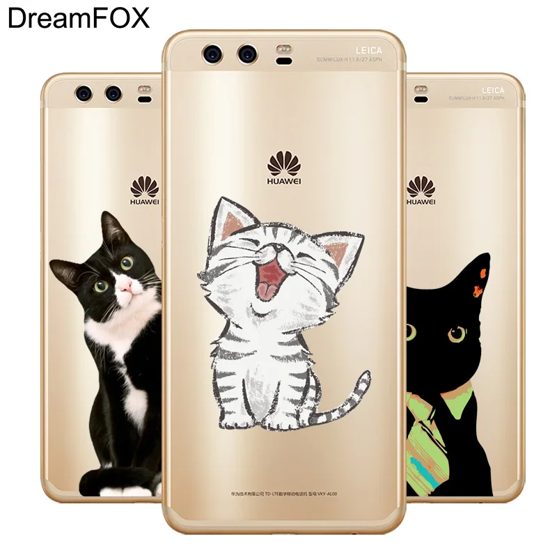 DREAMFOX L569 Мягкий силиконовый чехол из ТПУ с кошкой для Huawei P8 P9 P10 Lite Plus 2017 Honor 8 Pro 9 6X |