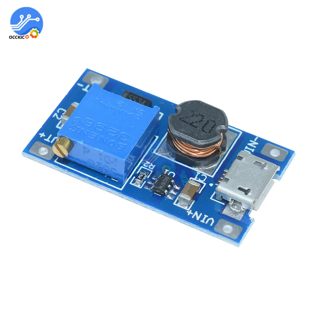 1 шт. MT3608 DC модуль повышающего зарядного устройства с Micro USB 2 24 В до 5 9 в 12 28 для