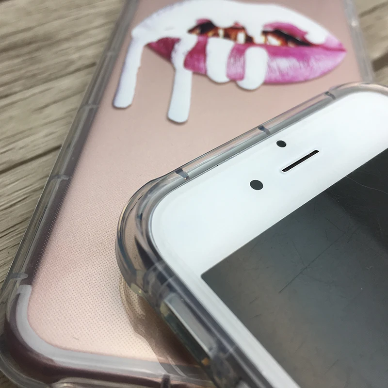 Airbag Anti-knock Case For iPhone 6 6s 6Plus Red Lips XO Cover Back 7 7Plus Clear Soft TPU Capa Coque |