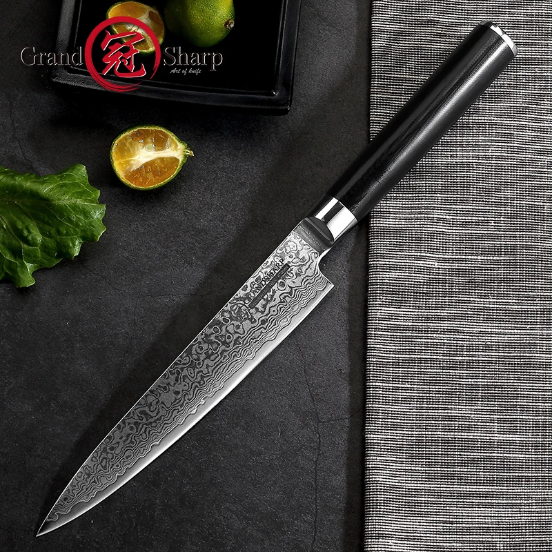 Grandsharp 6 дюймов нож Дамаск 67 слоев японская Дамасская сталь VG10 кухонные ножи