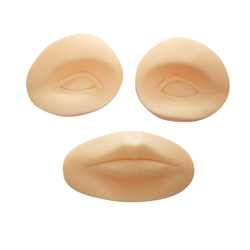 

2 Eyes with1 lip practice skin 3D Tattoo Practice Skin for learner use permanent makeup practice skin silicone