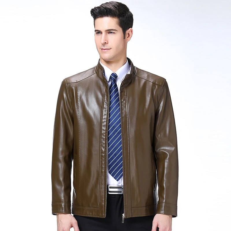 Кожаная куртка осень-зима Мужская парка повседневная одежда из искусственной