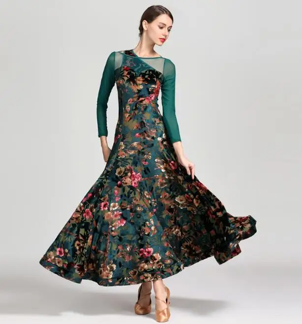 adult Ballroom dance dresses ballroom dancing girls waltz dress green black S9031 | Тематическая одежда и униформа