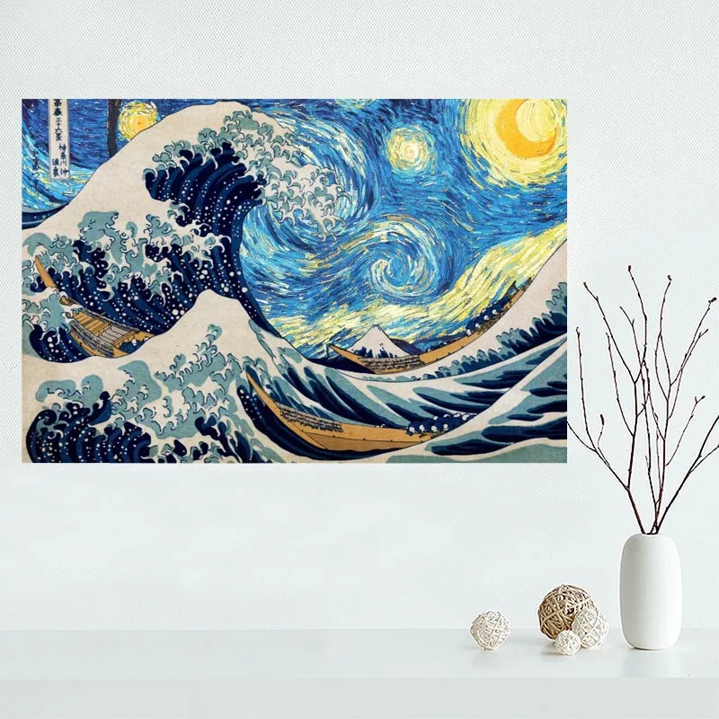 На заказ Katsushika Hokusai большая волна холст живопись плакат домашний декор ткань