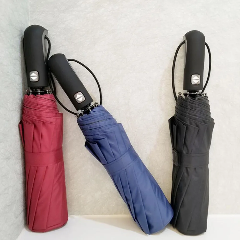 Ветронепроницаемый 3 складной автоматический зонт от дождя для женщин авто