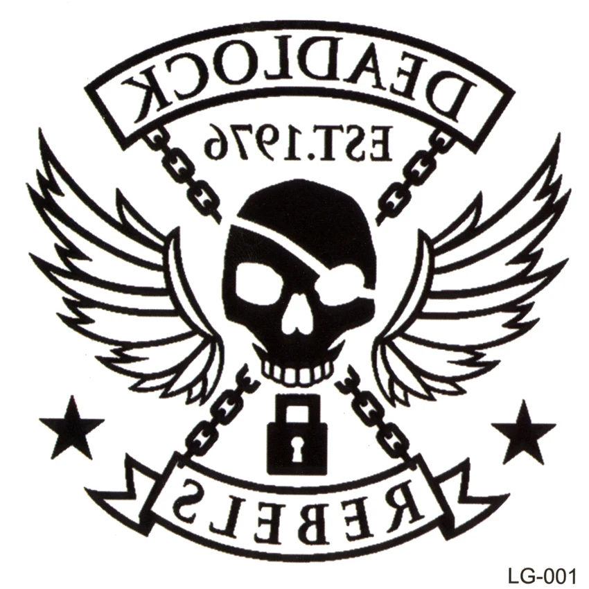 Большая Временная тату наклейка Deadlock Rebels временная татуировка на рукавах