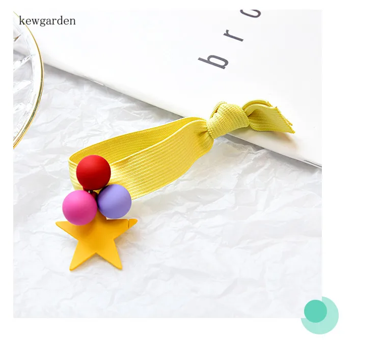 Kewgarden Cotton Ball Star Hair Accessories Elastic Bands Kids Girls Ponytail Rope Ring Headwear 4 Pcs | Мать и ребенок