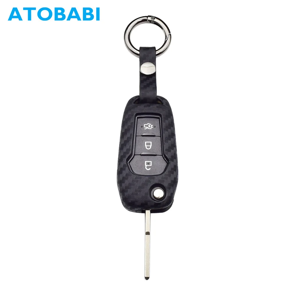 ATOBABI дистанционный флип чехол для ключа автомобиля из углеродного волокна