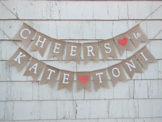 custom names cheers wedding burlap Banners couples shower enagement Vow Renewal sign party Buntings garlands Photo Prop | Дом и сад