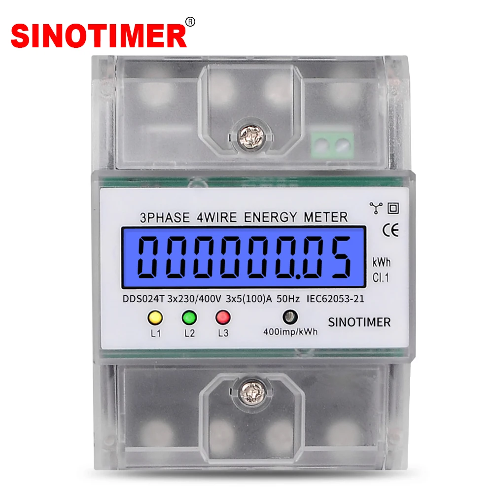 Din Rail 380 V 5-80A 3 фазы 4 провода электронный счетчик Мощность счетчик энергии ваттметр кВтч метр ЖК-дисплей подсветки с прозрачной крышкой