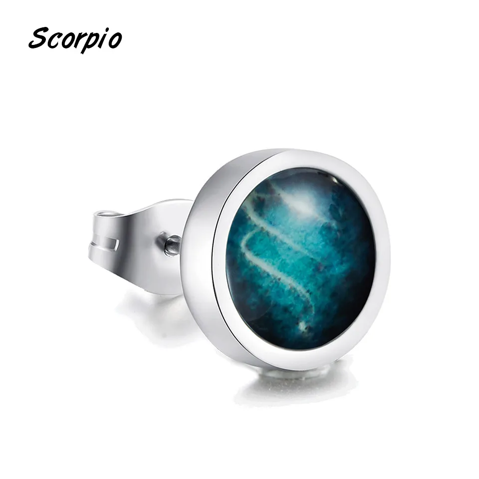 Scorpio Светящиеся серьги-гвоздики с двенадцатью созвездиями для мужчин и женщин, звездное небо светится в темноте, серебряные серьги из титана и стали Oorbellen - Окраска металла: Scorpio