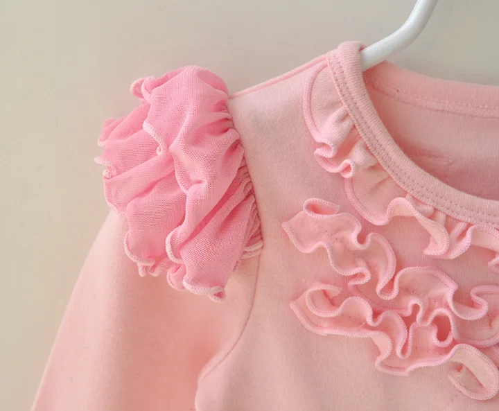 Хлопковый комбинезон с шапкой для маленьких девочек шифоновый оборками и