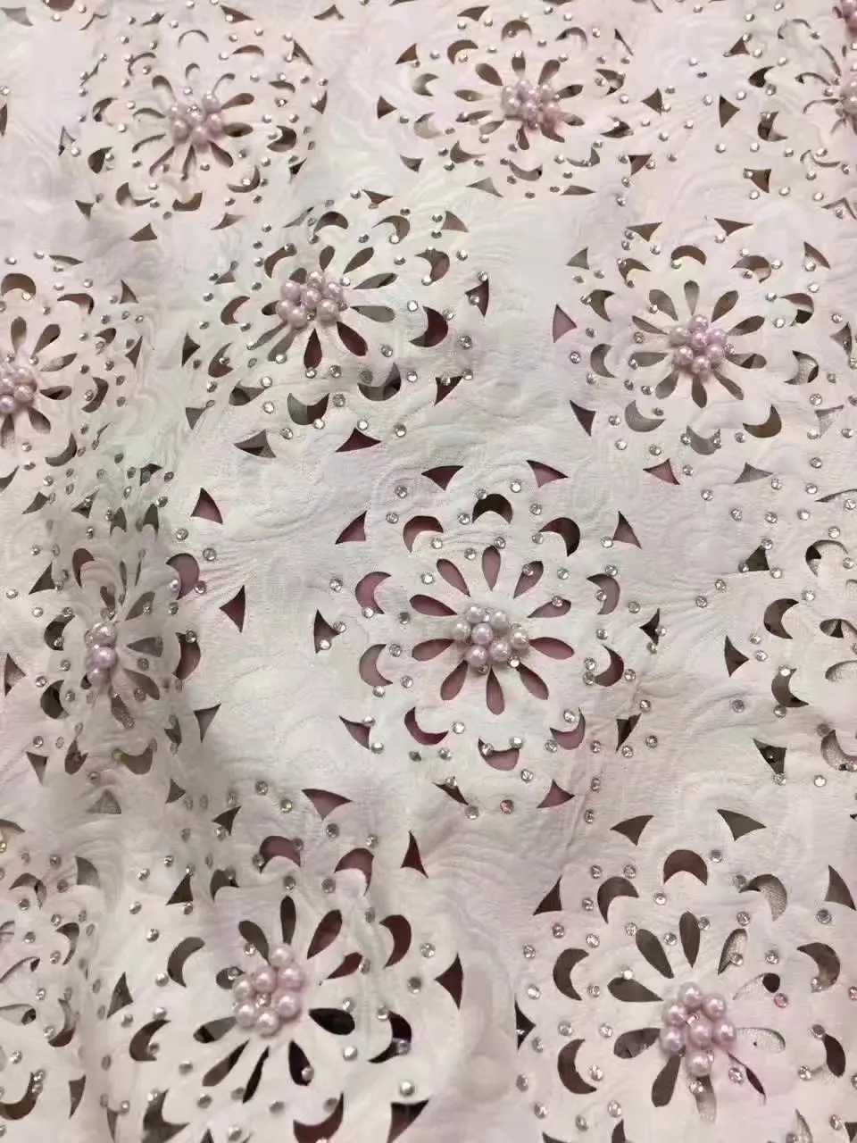 Nice African Laces Fabric New Fashion Nigerian Cord Lace High Quality Polyester Material With Beads Dress LE2 | Дом и сад