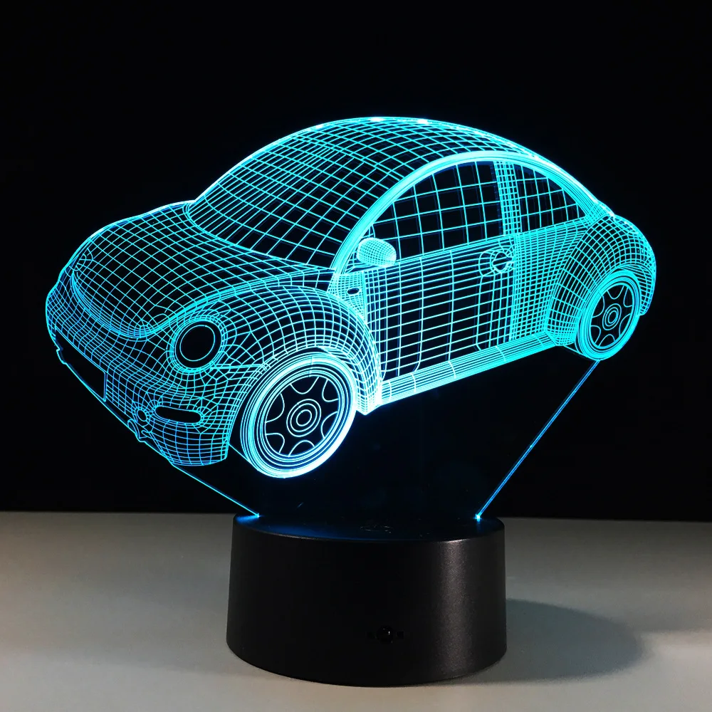 7 цветов визуальная лампа для моделирования автомобиля 3D светодиодный ночник
