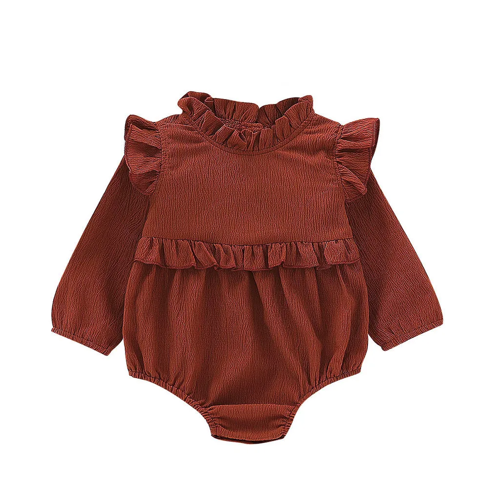 Одежда с длинными рукавами и оборками для новорожденных девочек комбинезон