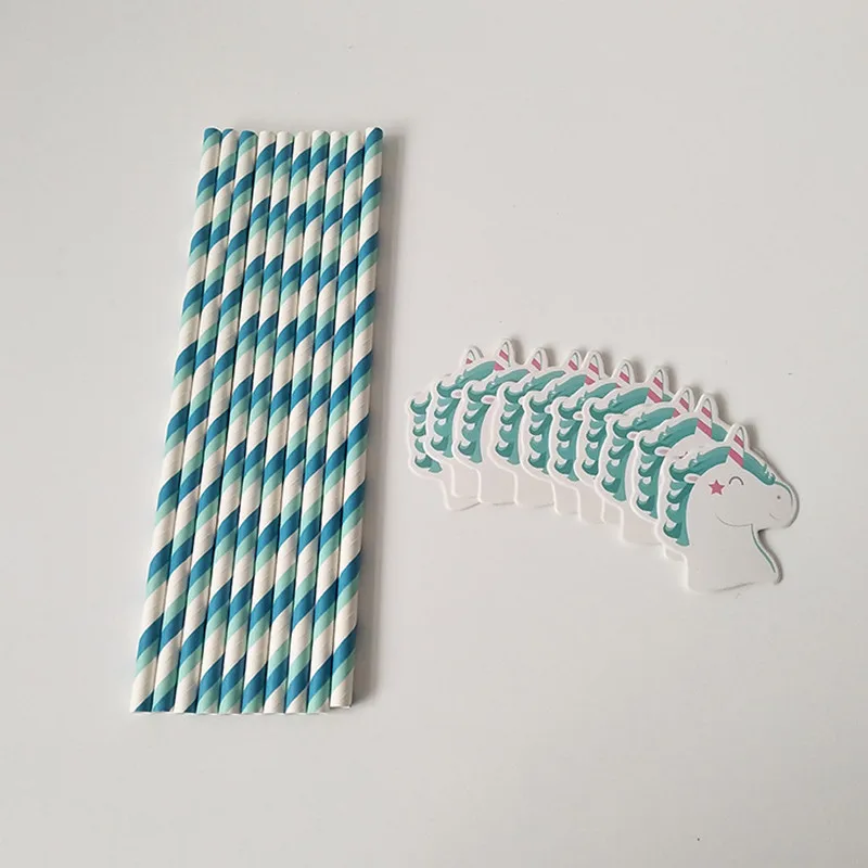 10 шт./Лот бумажные соломинки в виде единорога для вечеривечерние украшения дня