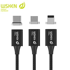WSKEN Магнитный кабель Micro usb type C 2 в 1 Mini 2 Магнитный кабель для быстрой зарядки для Sansung S7 S8 Note 8 Hauwei USB C