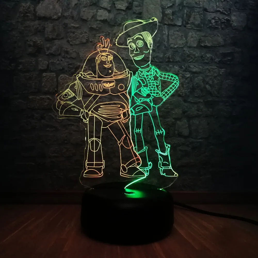 Игрушка история Базз светильник год Вуди 3D светодиодный 7 смешанных цветов Декор