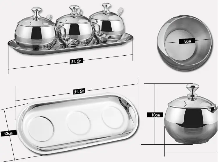 Контейнеры для приправ нержавеющая сталь приправы горшки баночка специй соли 18/8