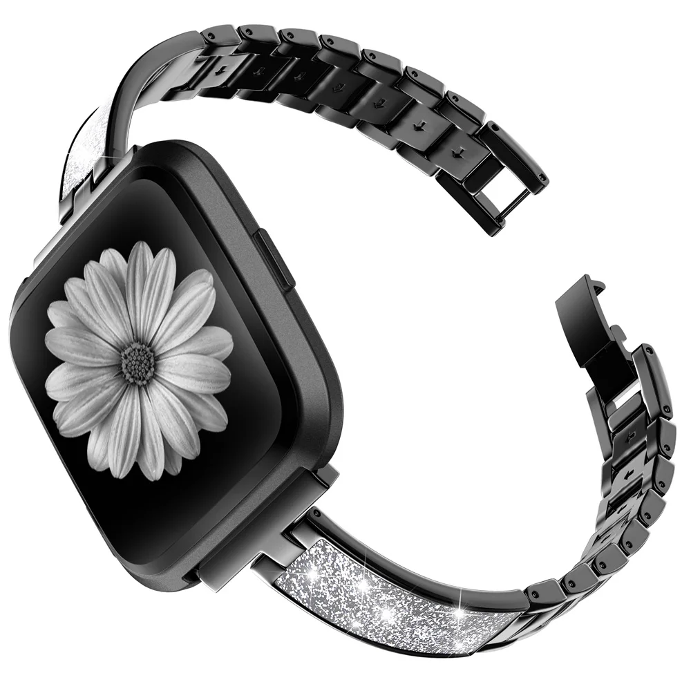 BlackSR Металлический браслет из нержавеющей стали, ремешок для Fitbit Versa, женский тонкий ремешок, сменные браслеты для Versa Lite, специальное издание - Цвет ремешка: BlackSR