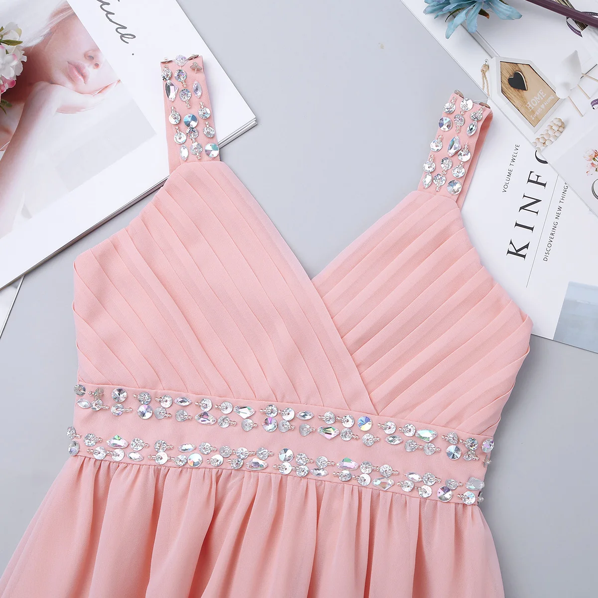 iiniim Kids Girls Princess Dress Shoulder Straps Shiny Sequins Rhinestones Chiffon for Summer Weeding Birthday Party | Детская одежда и