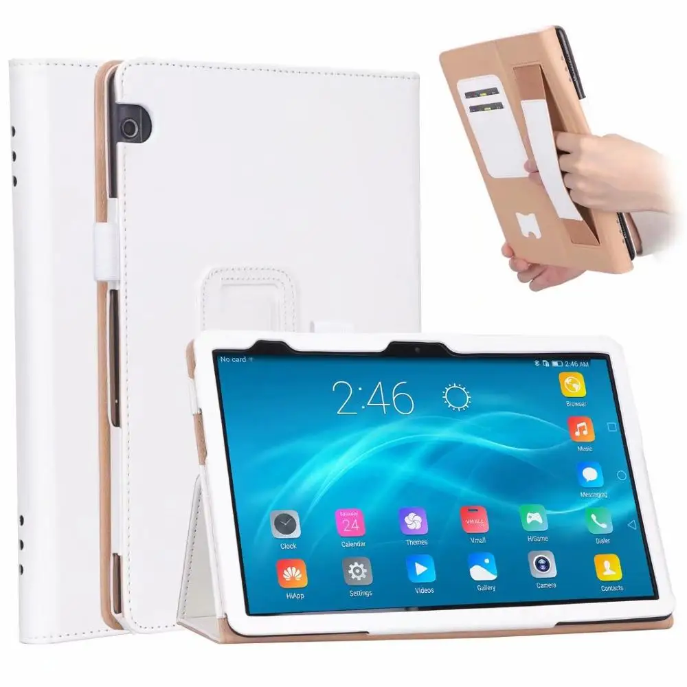 Белый Роскошный чехол из искусственной кожи с подставкой Чехол для huawei MediaPad T5 10 AGS2-W09 AGS2-L09 AGS2-L03 AGS2-W19 10," чехол для планшета Funda+ Защитная пленка+ ручка - Цвет: Белый