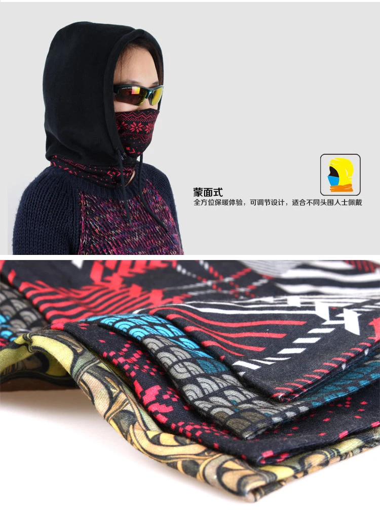 Sweater hat Cap Winter Face And Neck Cycling Warmers Fleece cap Riding Hunting Thermal Hat Wind-proof Mask Masked sweatshirt | Спорт и
