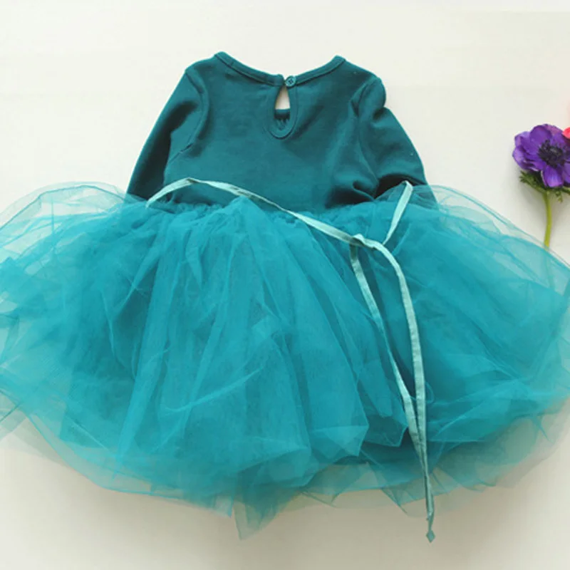 Elegant Girl Party Dresses 2018 Spring New Girls Tulle Dress Cotton Long Sleeve Tutu Wedding DQ251 | Детская одежда и обувь