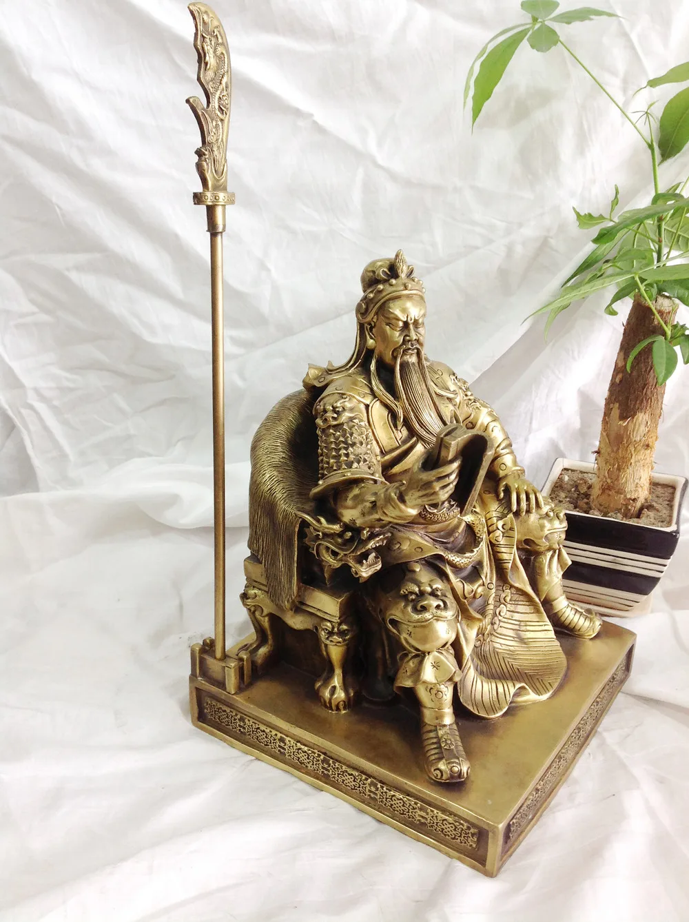 Высота 27 см чистая медь статуэтка маркиза Гуань Юй гонг статуя книги фигурка