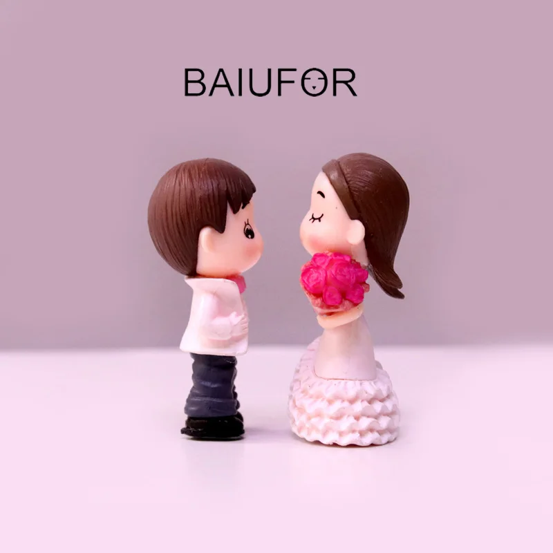 BAIUFOR Doll Couple Lover Bride &amp Groom Terrarium Figurines DIY Fairy Garden Miniature Wedding Cake Decor Valentine's Day Gift | Дом и