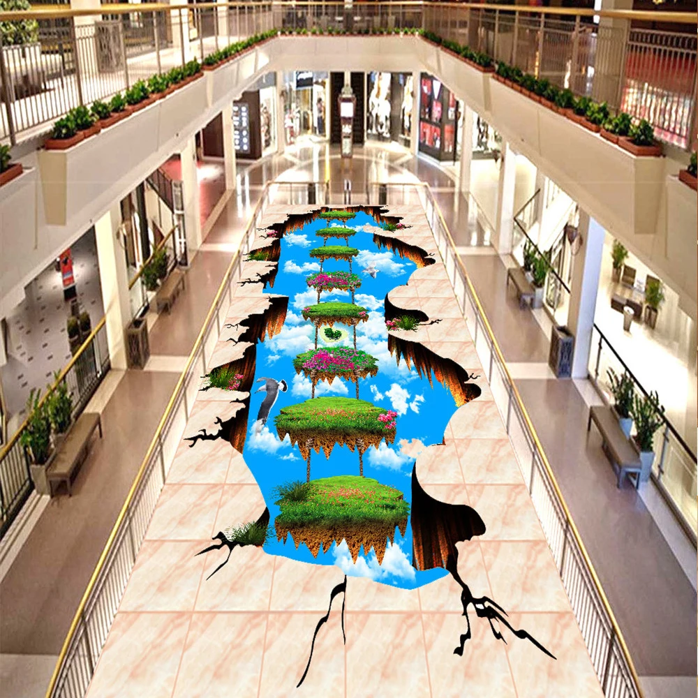 Современные Стикеры 3D пол ПВХ обои самоклеющиеся Mural небо цветок мост фото этаж