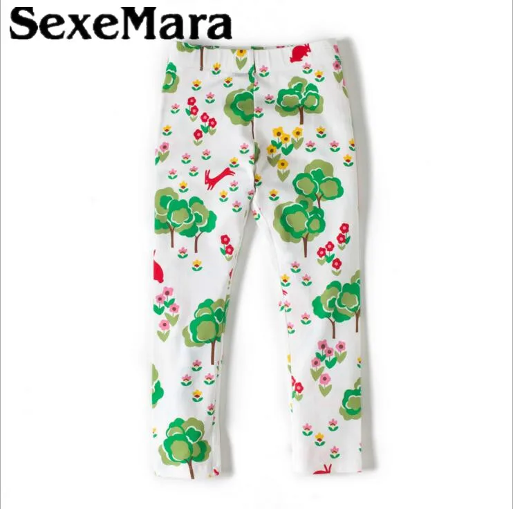 Sexemara/штаны для девочек с цветочным принтом детские штаны Демисезонный леггинсы
