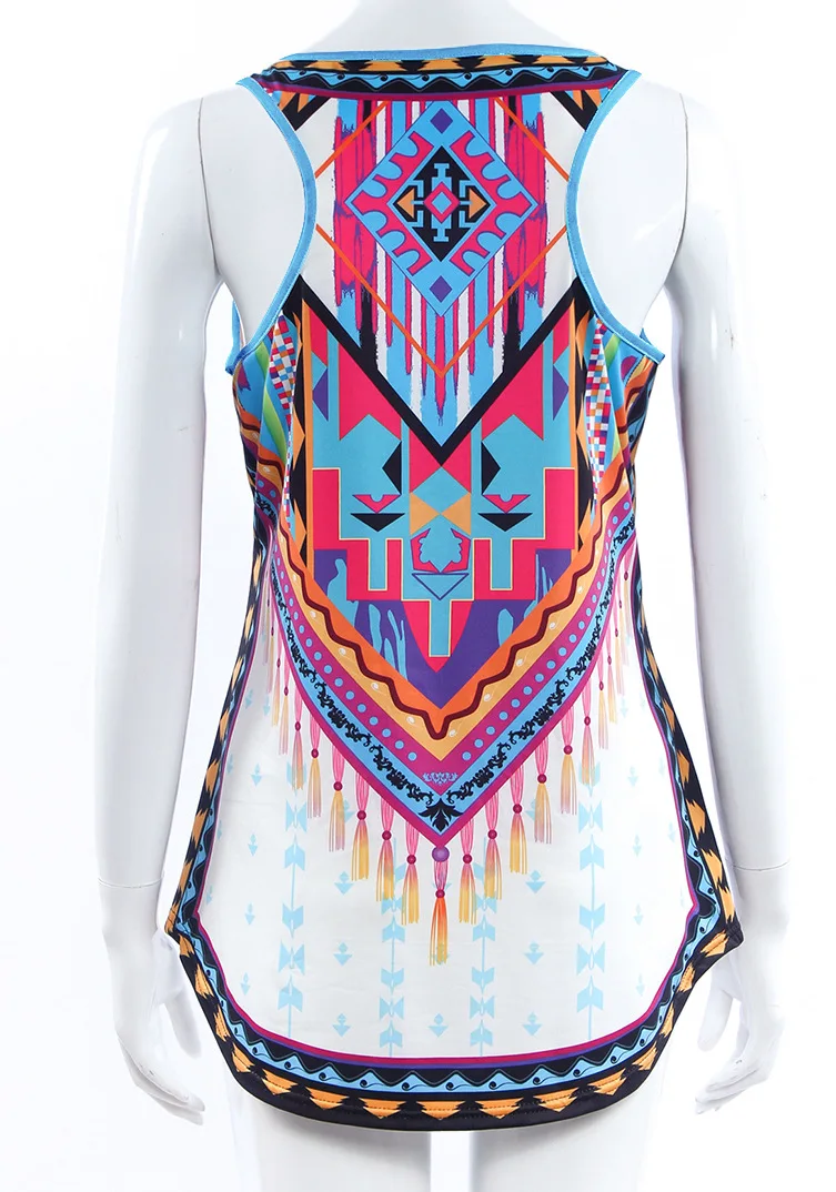 Европейские летние без рукавов Футболка с принтом 2017 Новая мода нерегулярные