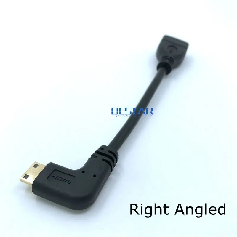 Вверх вниз правый левый угловой мини HDMI к штекер-гнездо кабель 10 см для ноутбука