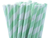 100pcs mint green striped paper drinking strawsfor birthday wedding party decoration supplies
