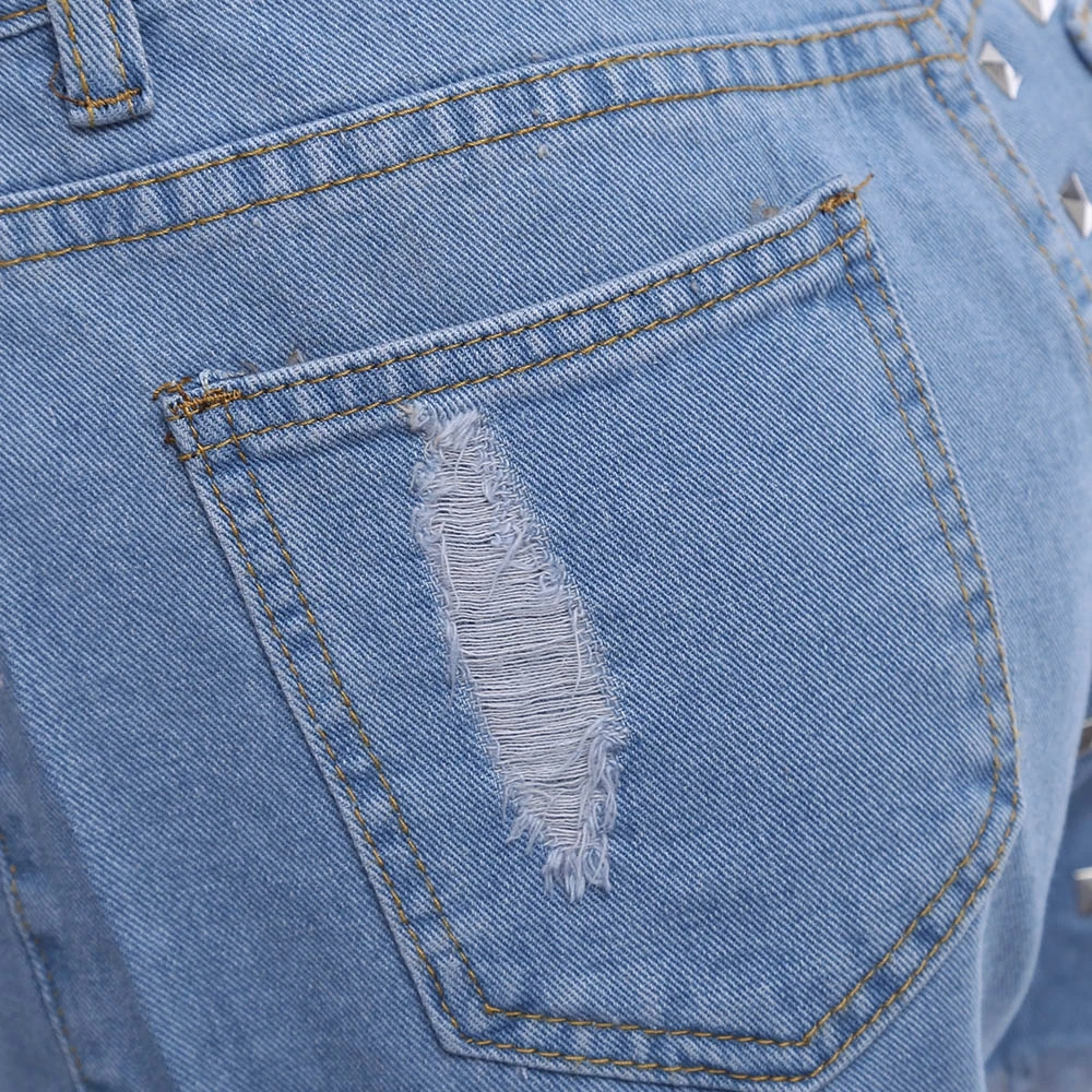 charMma 2017 Vintage Rivet Denim Shorts Women Summer Short Jeans Ripped Frayed Hem Zipper Bottoms Sexy Pockets Hot |
