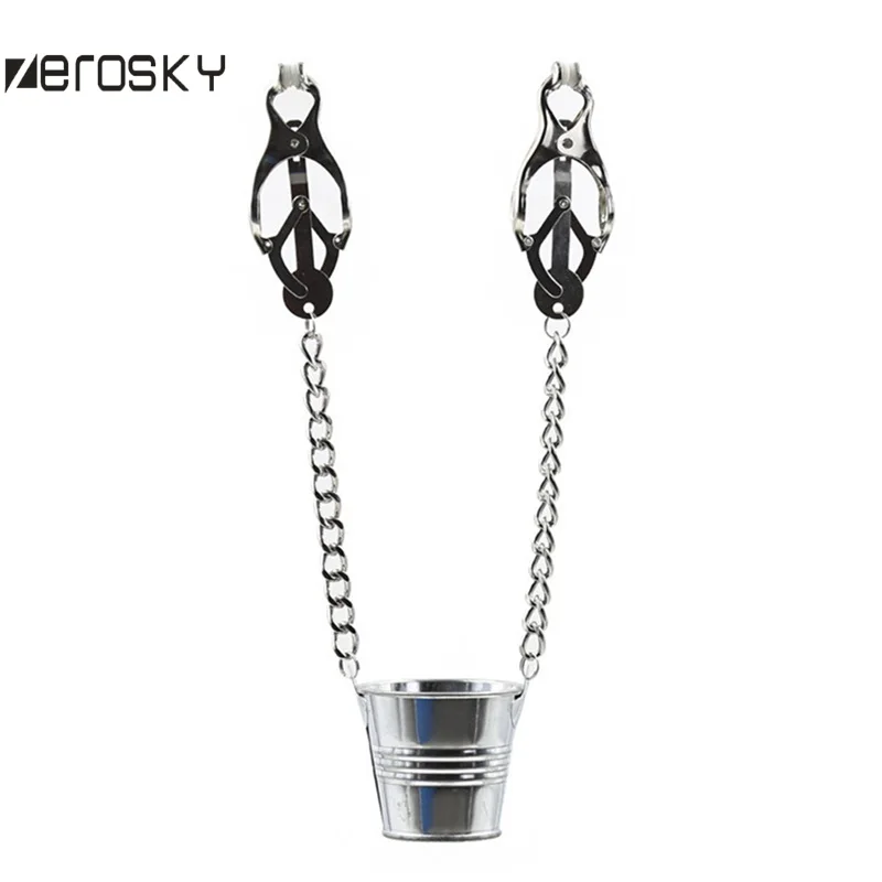 Серебряное ведерко Labia и зажимы для сосков удлинитель веса Бабочка металлические