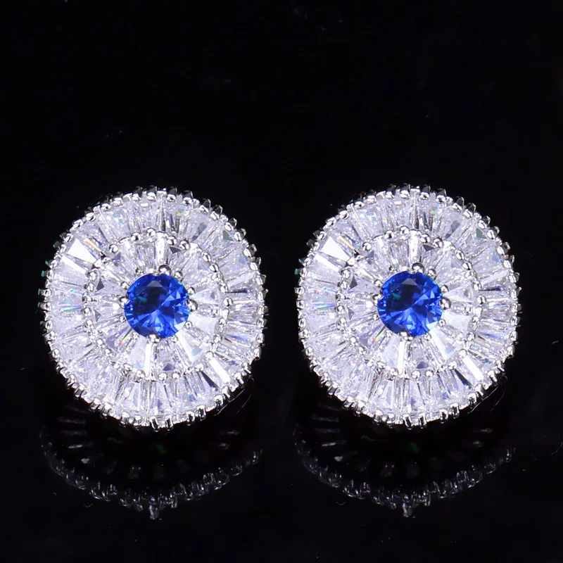 Женские серьги гвоздики с фианитами зеленым камнем|round stud earrings|fashion earringsstud earrings |