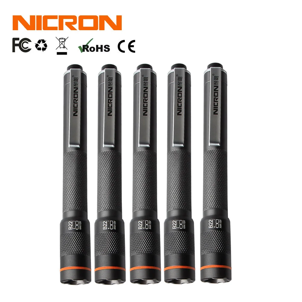 5Pcs NICRON 1 Вт 2 х ААА Цвет матч лазерная ручка фонарик 120LM 61 м дальность луча Водонепроницаемый IP65 домашний мини-фонарь лампа B22 для обслуживания и т. д - Испускаемый цвет: 5Pcs