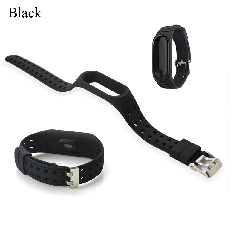 Black Boorui mi 3 ремешок удобный силиконовый mi band 3 ремешок для xiaomi mi band 3 аксессуары с модными цветами и специальной пряжкой - Цвет: Black