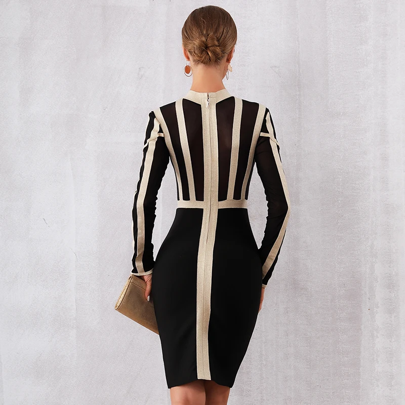 Новое летнее женское Бандажное платье подиумное с длинными рукавами кружевное