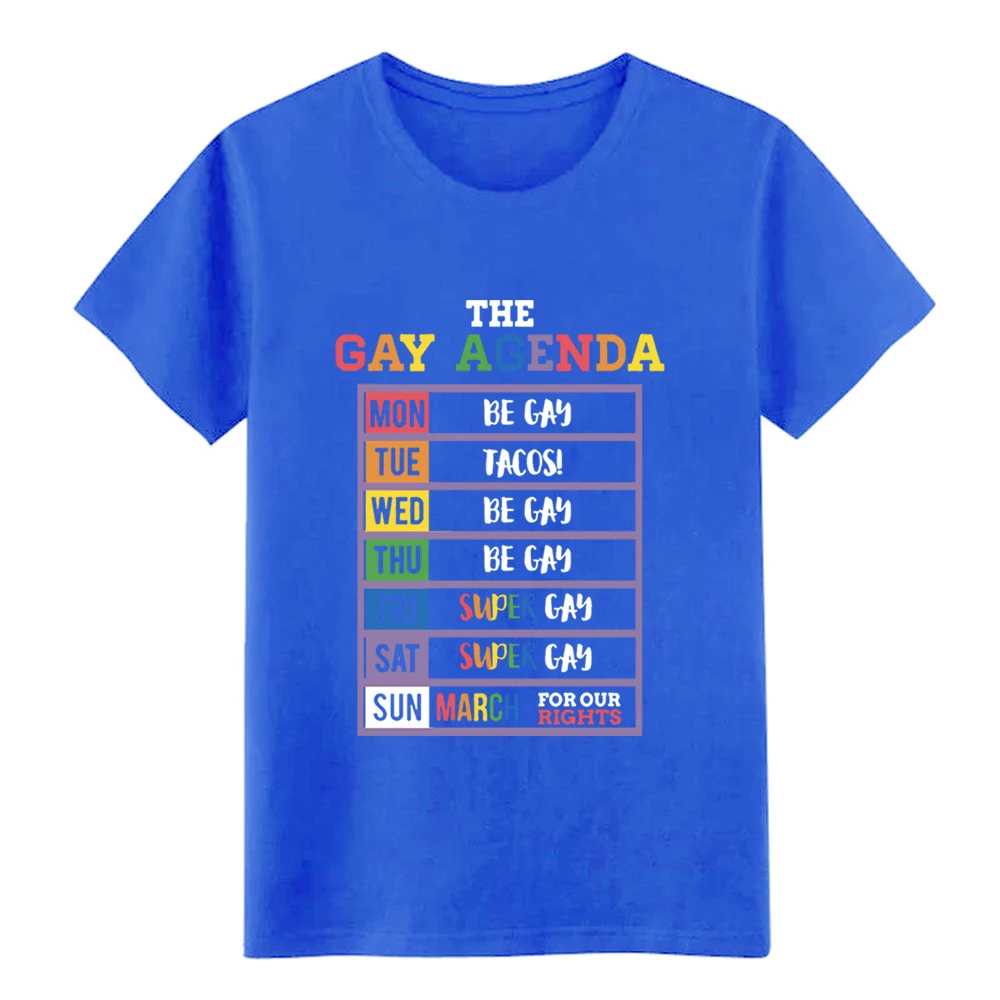 Мужская футболка с короткими рукавами и принтом gay agenda mon be tue tacos wed thu S-3xl | одежда